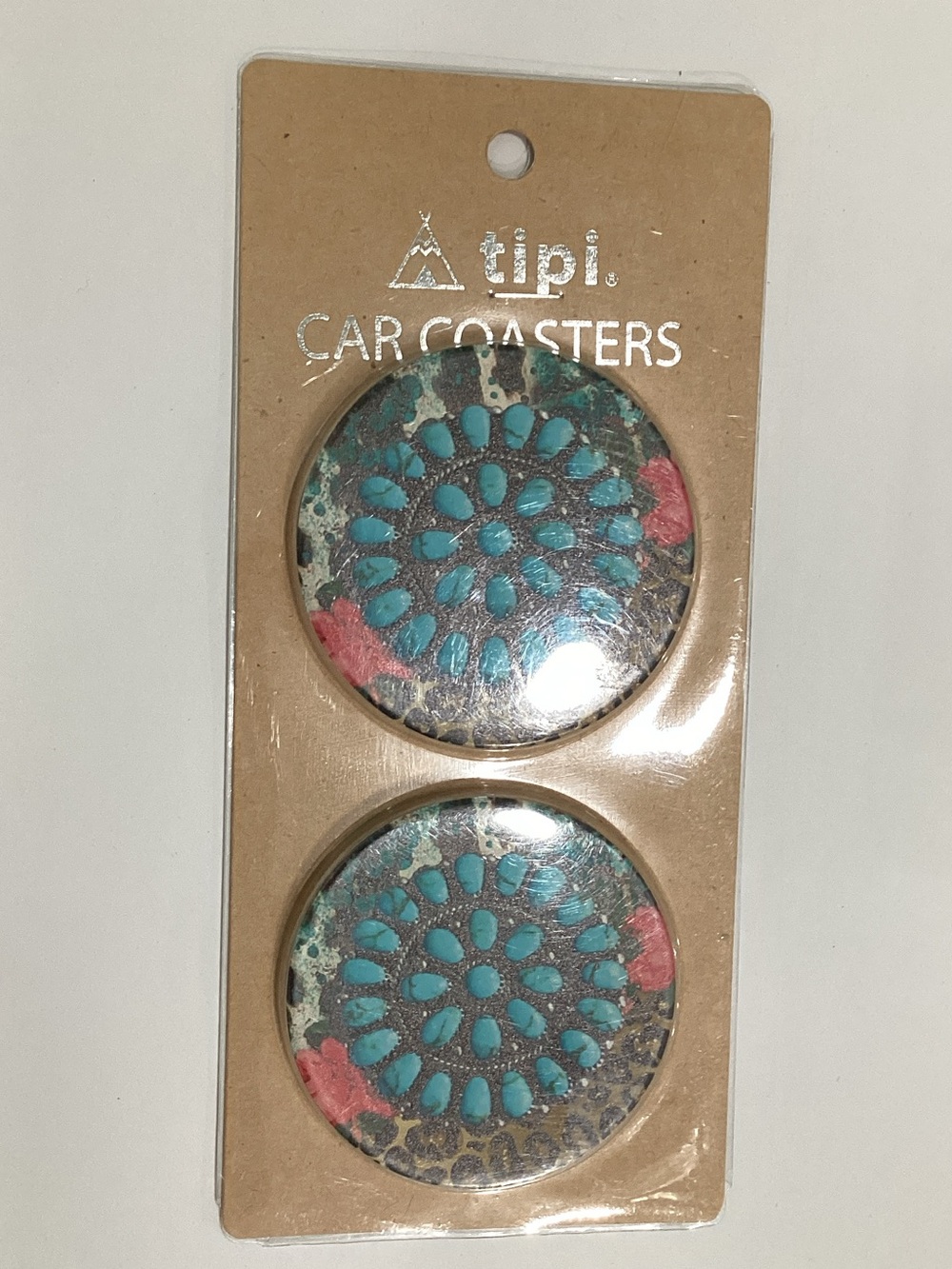 tipi‎ Turquoise Floral Car Coasters